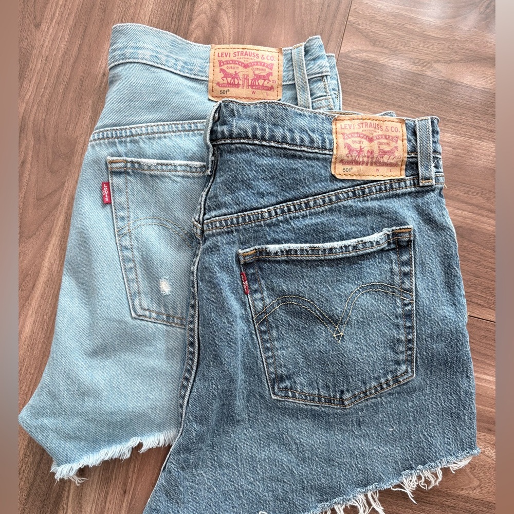 Two Levi's 501 cut-off shorts